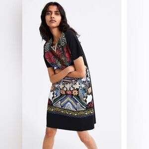 Zara Textured Multicolor Geometric Print Dress size S
